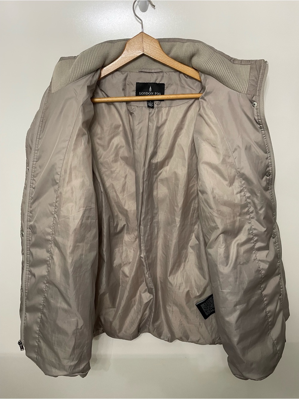 London Fog Women's Taupe Puffer Jacket Quilted Winter Coat size L - Picture 5 of 9